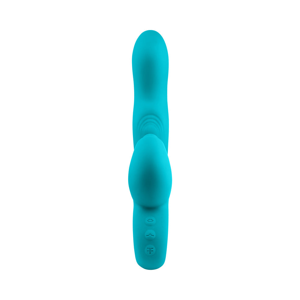 FemmeFunn Klio Rechargeable Silicone Triple Action Thumping Rabbit Vibrator Turquoise - Fantasies Boutique