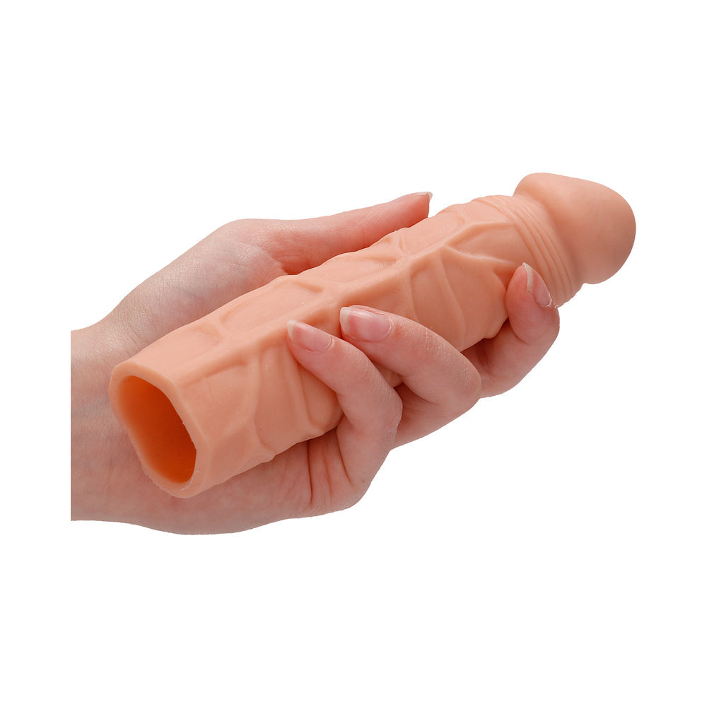 RealRock Realistic Veiny 7 in. Penis Sleeve Extender Beige - Fantasies Boutique