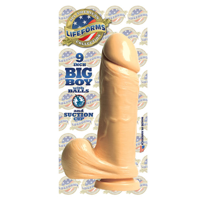 LifeForms Big Boy Dong With Balls & Suction Base 9in. (White) - Fantasies Boutique