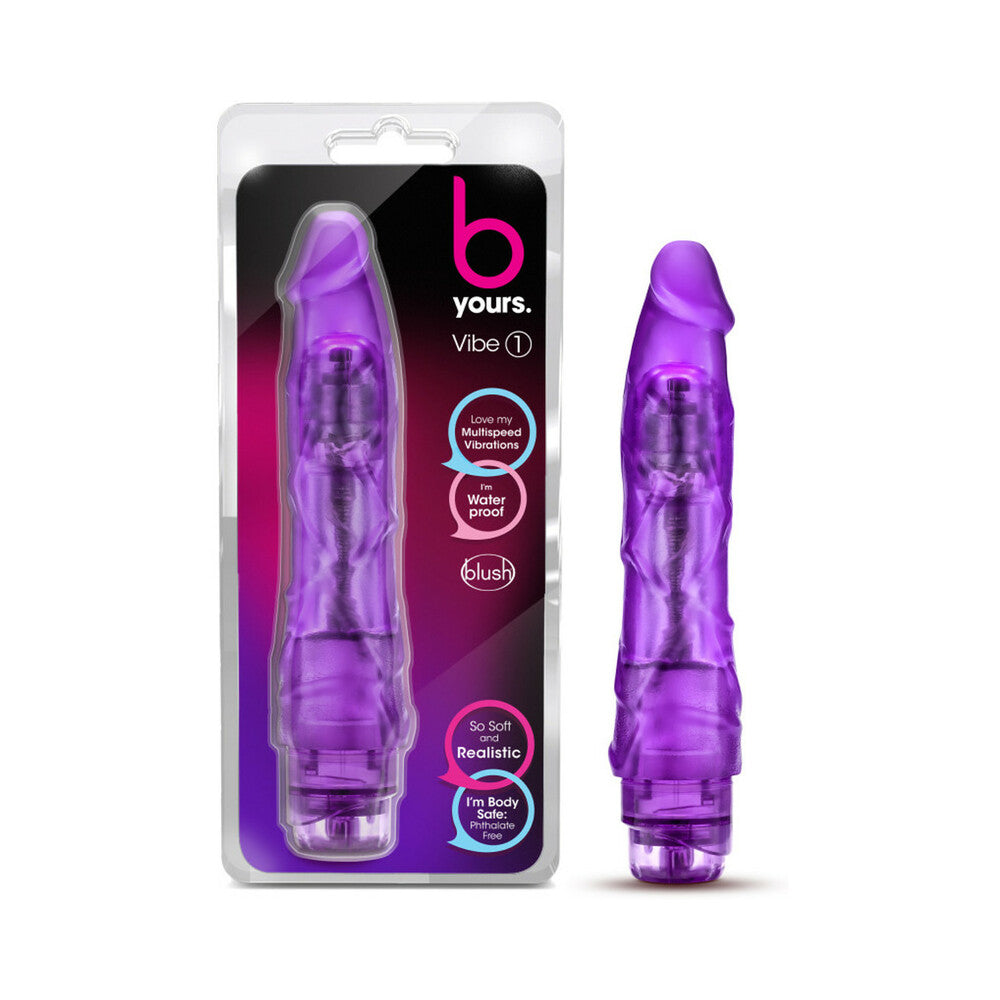 B Yours Vibe 1 Realistic 9 in. Vibrating Dildo Purple - Fantasies Boutique