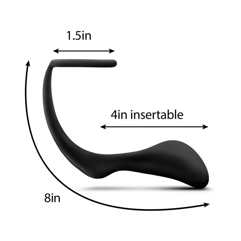 Blush Anal Adventures Platinum Silicone Cock Ring Plug Black - Fantasies Boutique