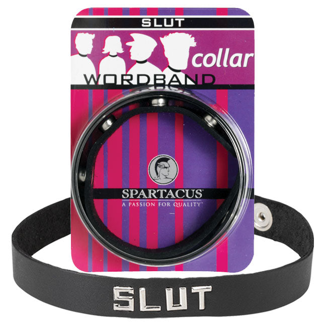 Small Leather Collar (Slut) - Fantasies Boutique
