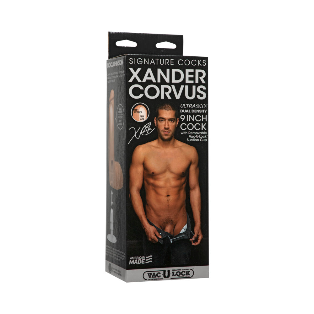 Signature Cocks - Xander Corvus - 9in ULTRASKYNCock w/Removable Vac-U-Lock Suction Cup Vanilla - Fantasies Boutique
