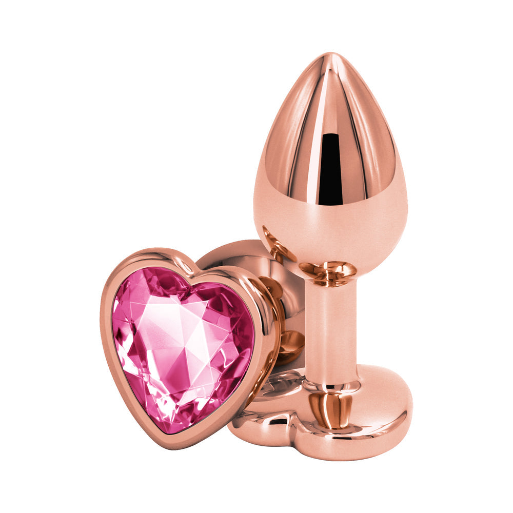 Rear Assets Rose Gold Heart Plug Small Pink - Fantasies Boutique