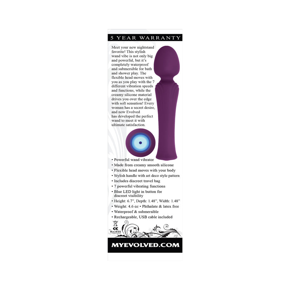 Evolved My Secret Wand Rechargeable Silicone Wand Vibrator Purple - Fantasies Boutique
