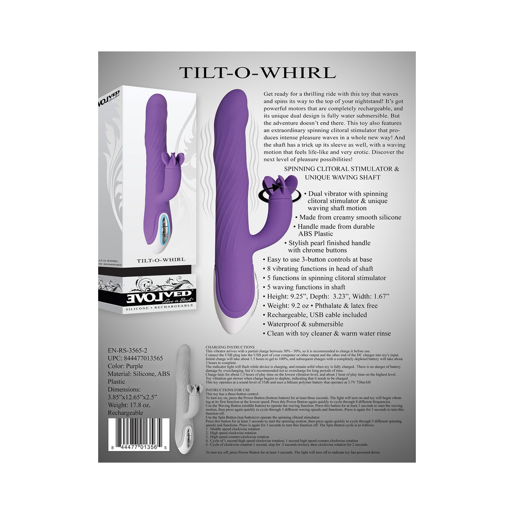 Evolved Tilt-O-Whirl Dual Stimulation Vibrator With Spinning Clit Stimulator Purple - Fantasies Boutique