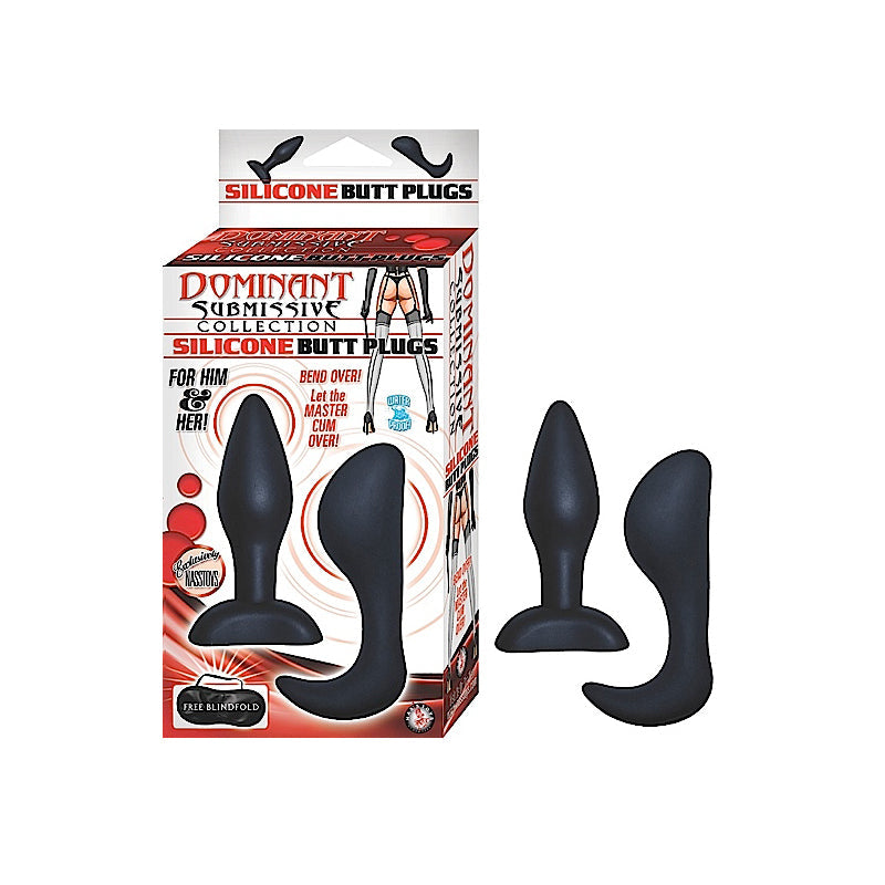 Dom. Sub. Coll. Silicone Butt Plugs (Blk) - Fantasies Boutique