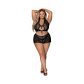 Magic Silk Modern Romance Halter & Tap Panty Black Queen Size
