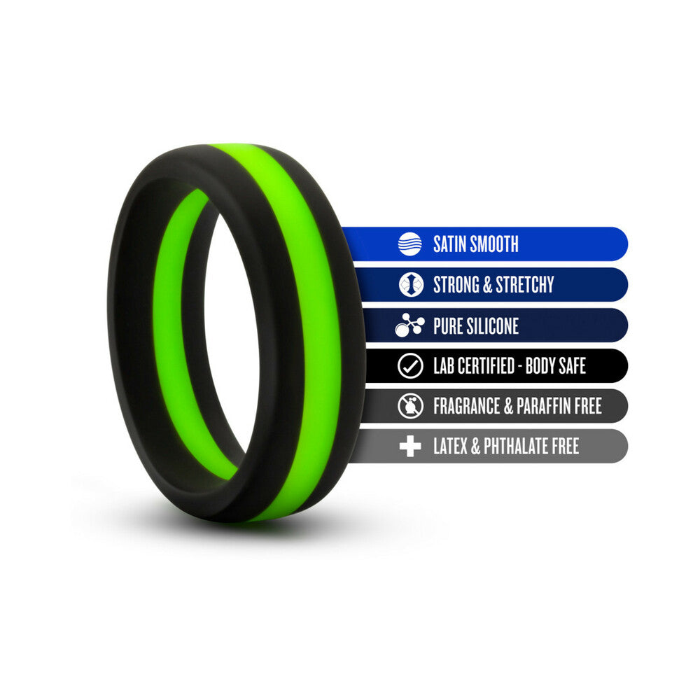 Blush Performance Silicone Go Pro Cock Ring Black/Green/Black - Fantasies Boutique