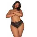 Dreamgirl Lace Tanga Open-Crotch Panty and Elastic Open Back Detail Black 2X Hanging - Fantasies Boutique