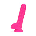 Blush Neo Elite 9 in. Silicone Dual Density Dildo with Balls & Suction Cup Neon Pink - Fantasies Boutique
