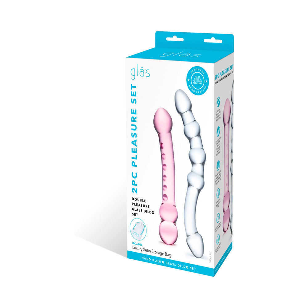 Glas 2-Piece Double Pleasure Glass Dildo Set - Fantasies Boutique