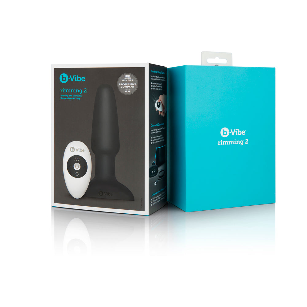 b-Vibe Rimming 2 Rotating and Vibrating Remote Control Plug Black - Fantasies Boutique