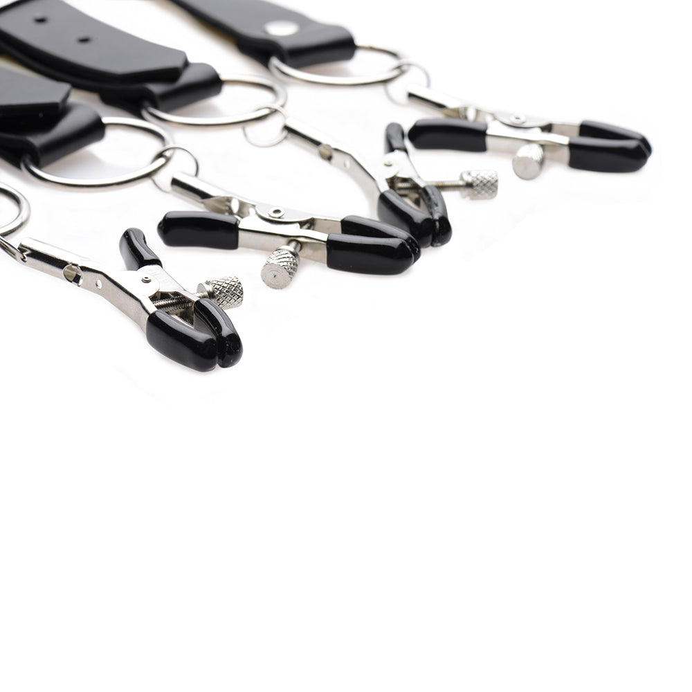 Master Series Spread Labia Spreader Straps With Clamps - Fantasies Boutique