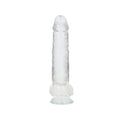 RealRock Crystal Clear Realistic 10 in. Dildo With Balls and Suction Cup Clear