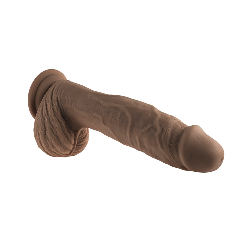 Evolved Full Monty Rechargeable Remote-Controlled Thrusting Twirling 9 in. Silicone Dildo Dark - Fantasies Boutique