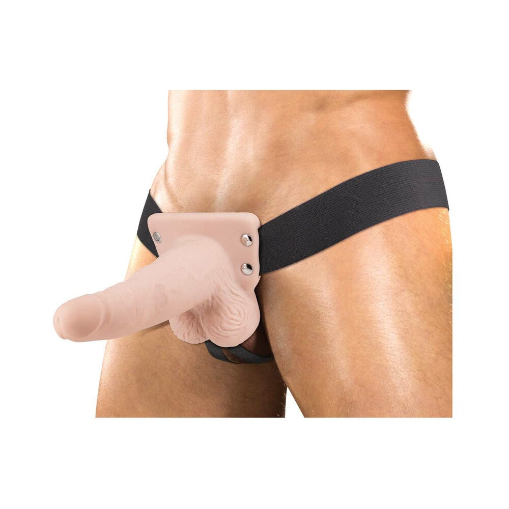 Erection Assistant Hollow Strap-On Vibrating 6 in. White - Fantasies Boutique