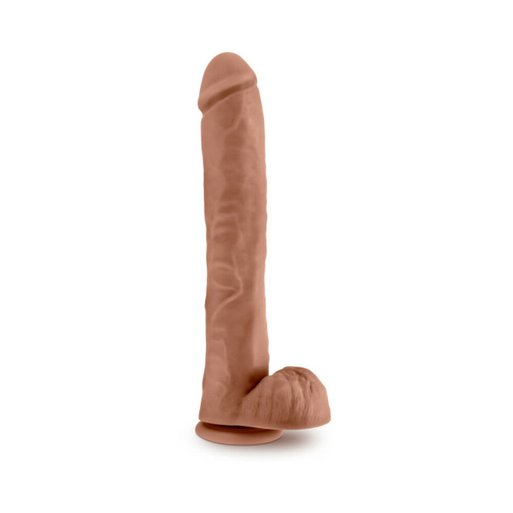 Au Naturel Daddy 14 in. Posable Dual Density Dildo with Balls Tan - Fantasies Boutique