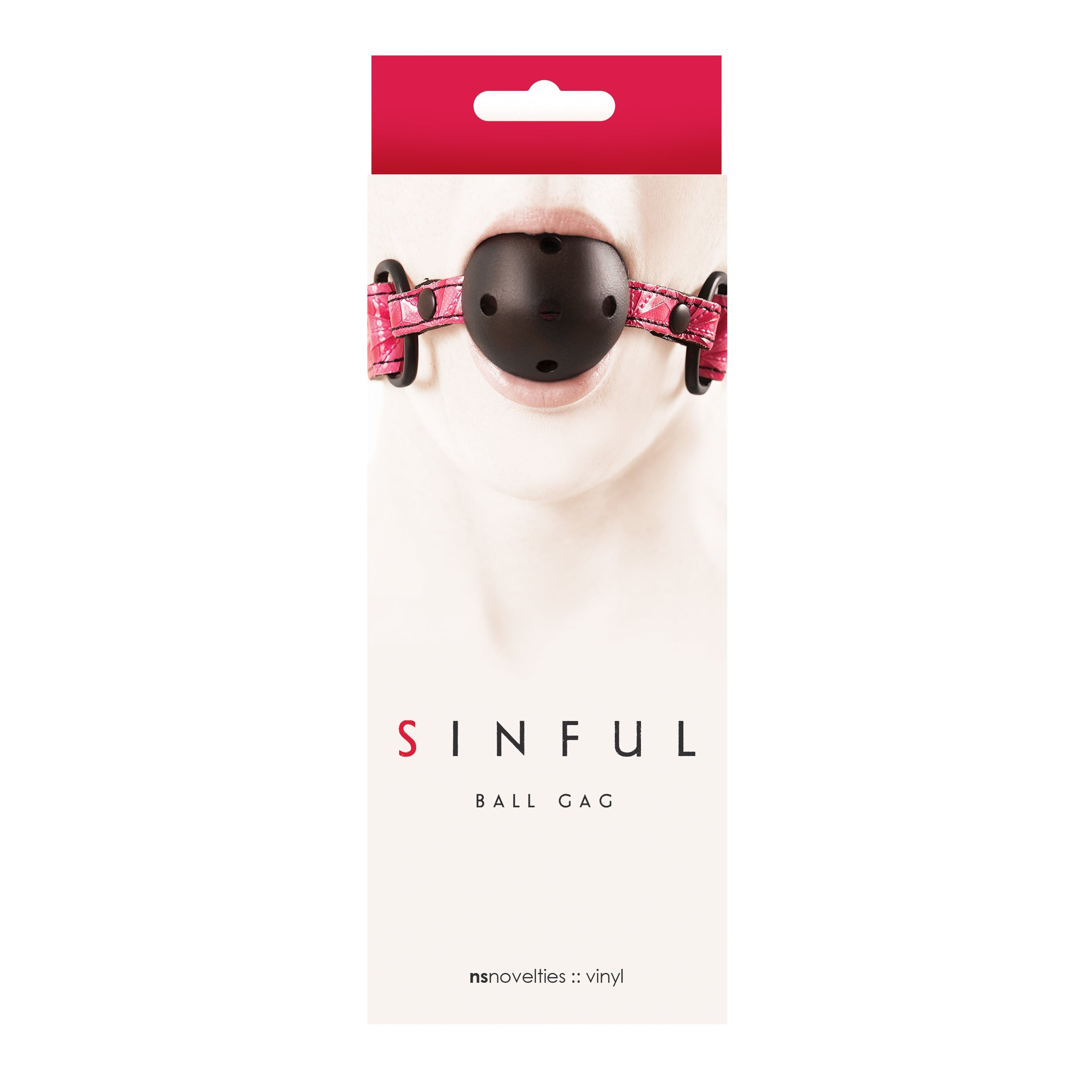Sinful Vinyl Ball Gag Pink - Fantasies Boutique
