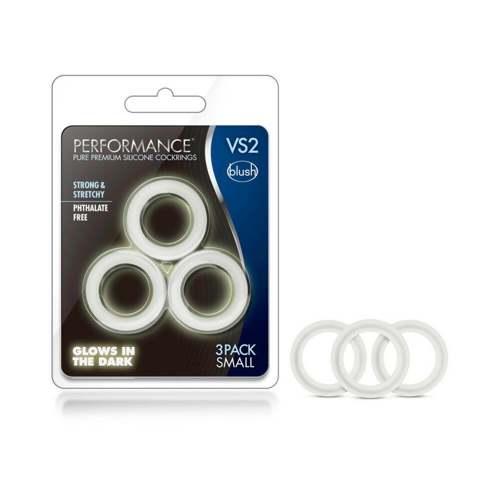 Blush Performance VS2 Pure Premium Silicone Cockrings 3-Pack Small White - Fantasies Boutique