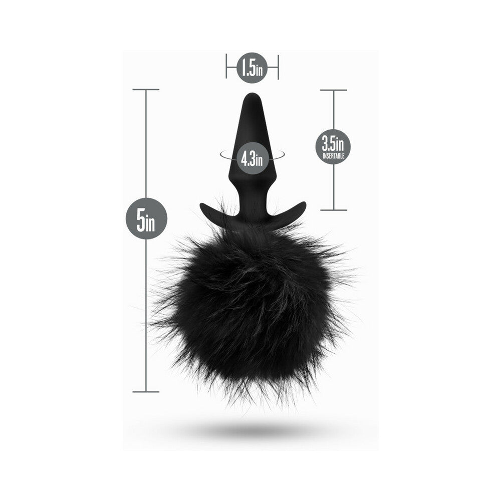 Blush Anal Adventures Platinum Silicone Rabbit Tail Plug Black - Fantasies Boutique