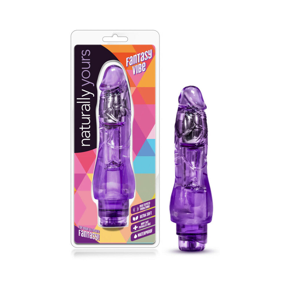 Naturally Yours Fantasy Vibe Realistic 8.5 in. Vibrating Dildo Purple - Fantasies Boutique