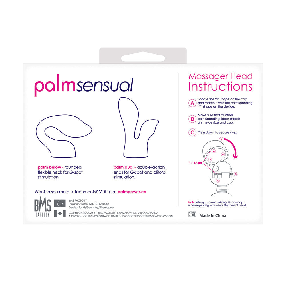 PalmPower PalmSensual Attachments 2-Piece Silicone Massager Heads Blue - Fantasies Boutique