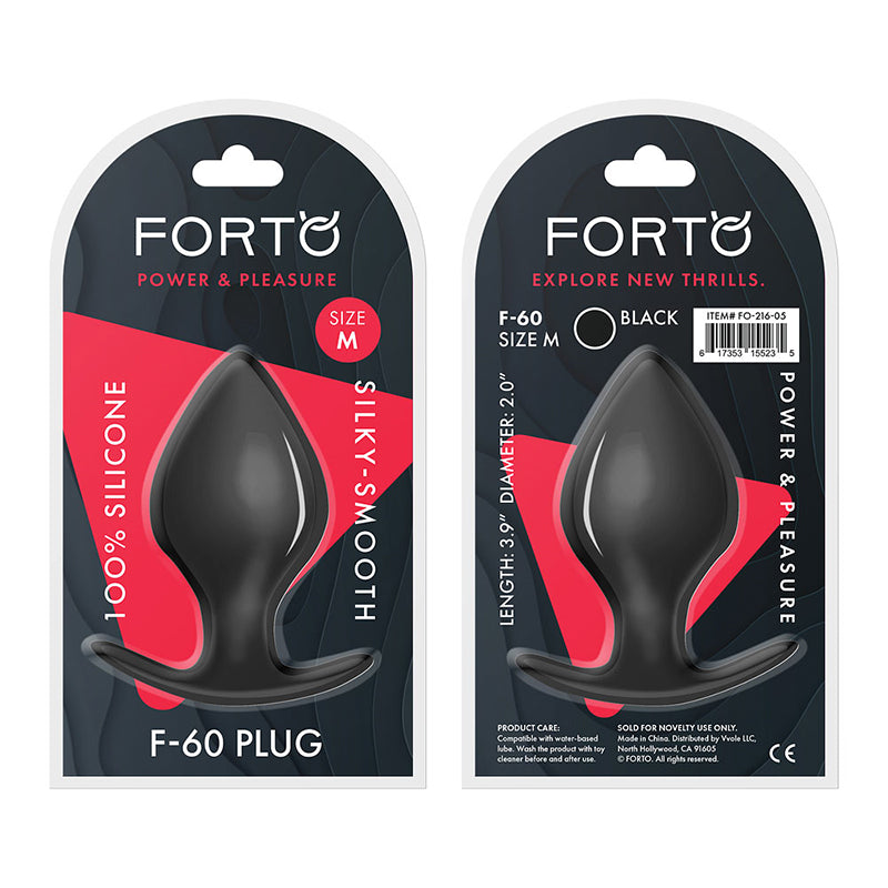 Forto F-60 Spade Silicone Anal Plug Medium Black - Fantasies Boutique
