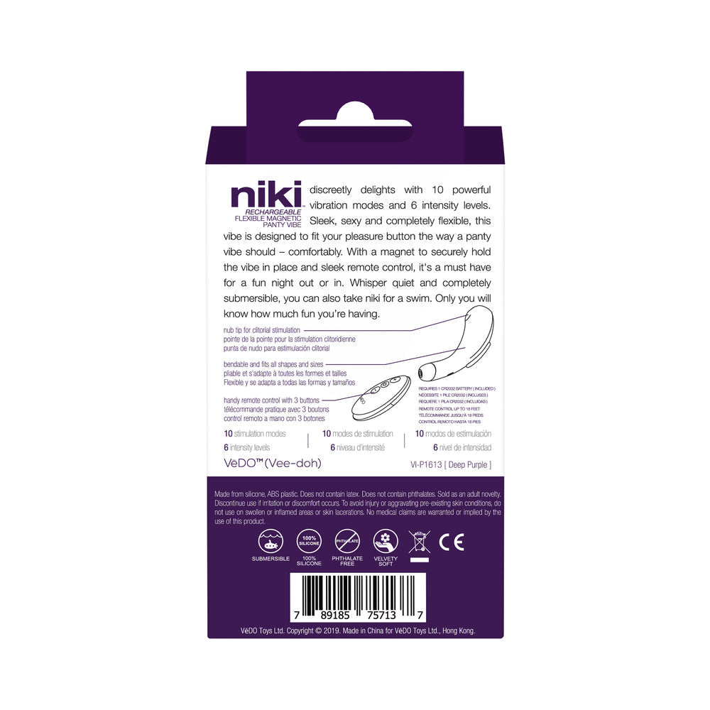 VeDO Niki Rechargeable Panty Vibe Deep Purple - Fantasies Boutique