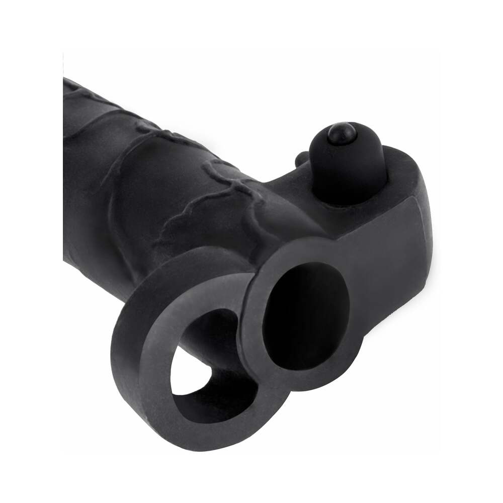 Fantasy X-tensions Vibrating Real Feel 2 in. Extension With Ball Strap Black - Fantasies Boutique