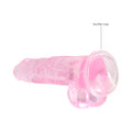 RealRock Crystal Clear Realistic 8 in. Dildo With Balls and Suction Cup Pink - Fantasies Boutique