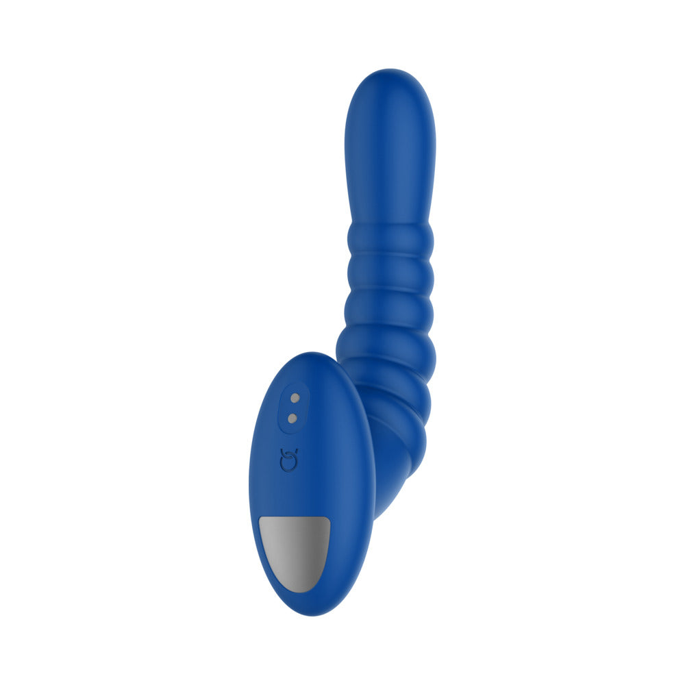 Forto Ribbed Pro Rechargeable Silicone Vibrating Anal Massager Blue - Fantasies Boutique