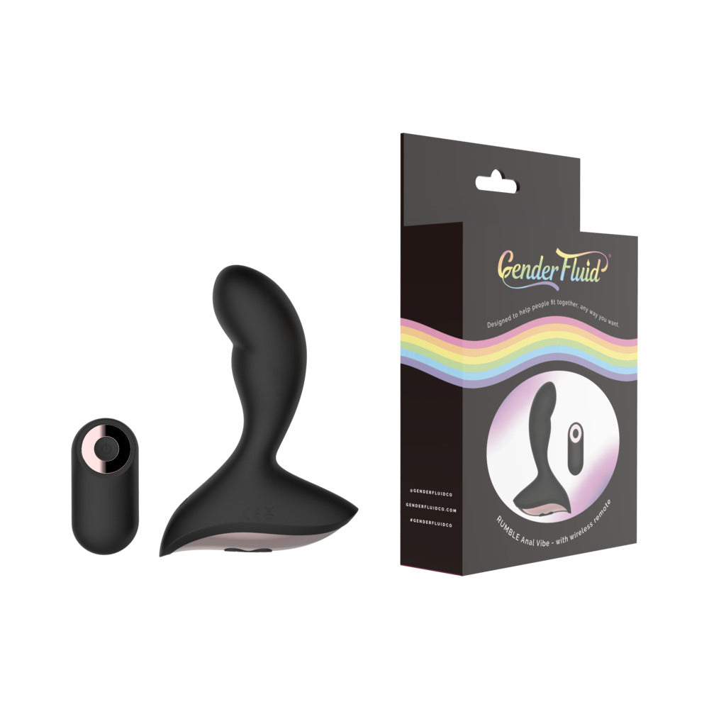 Gender Fluid Rumble Rechargeable Remote-Controlled Silicone Anal Vibrator Black - Fantasies Boutique