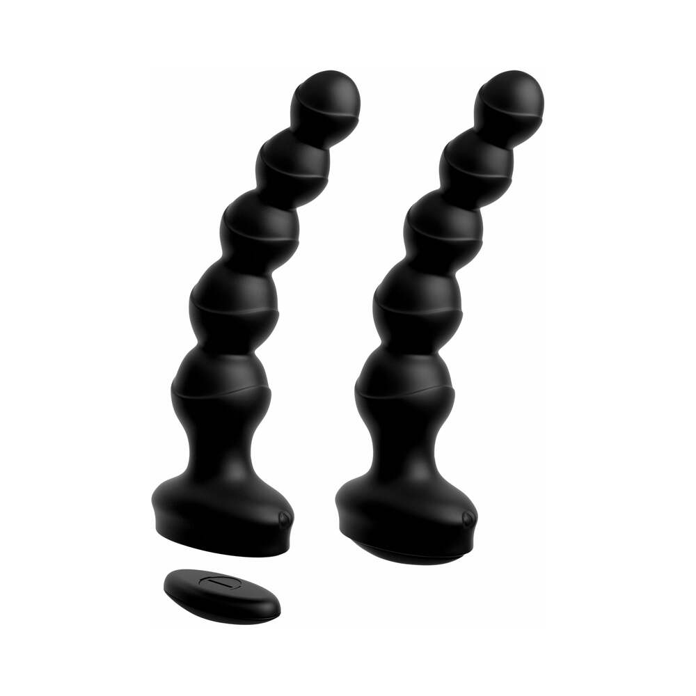 3Some Wall Banger Vibrating Anal Beads With Suction Cup Black - Fantasies Boutique