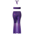 Magic Silk Glimmer Wrap Halter & Flair Pant Set Purple Disco S/M