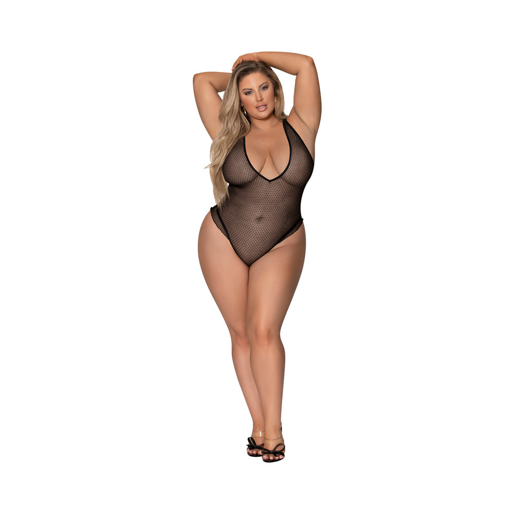 Magic Silk Girl Next Door Plunge Teddy Black Queen Size - Fantasies Boutique