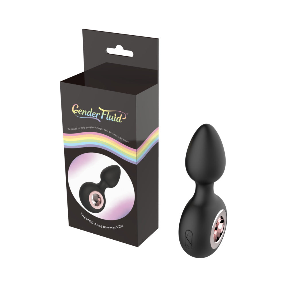 Gender Fluid Tremor Rechargeable Silicone Anal Rimmer Vibrating Plug Black - Fantasies Boutique