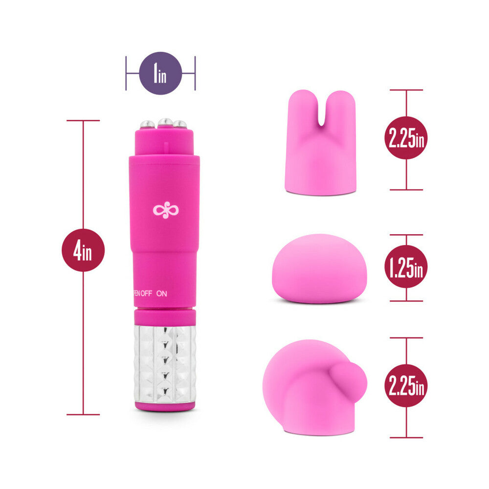 Rose Revitalize Massage Kit with Mini Vibrator & 3 Silicone Attachments Pink - Fantasies Boutique