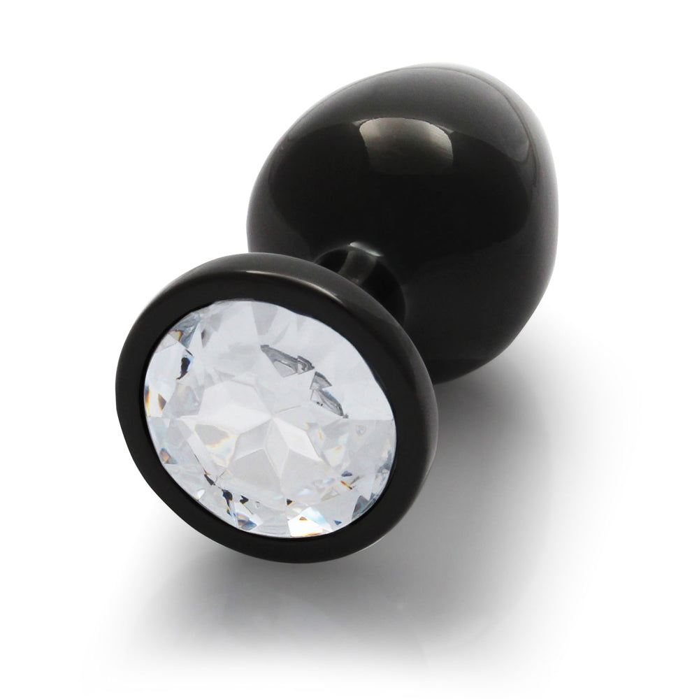 Ouch! Round Gem Butt Plug Medium Gunmetal/Diamond