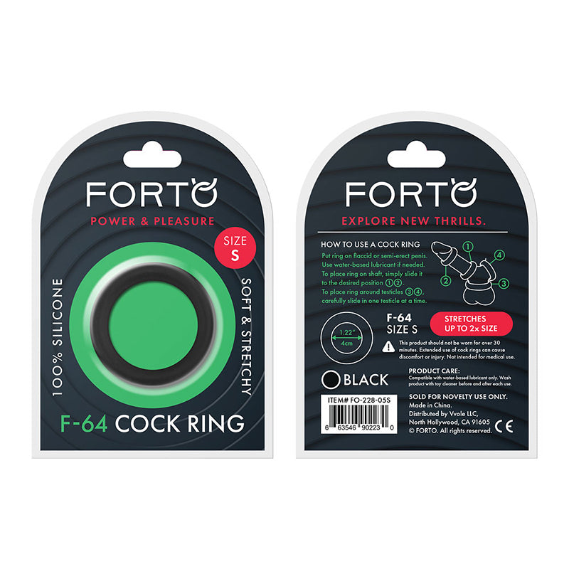 Forto F-64 Wide Liquid Silicone Cockring Small Black - Fantasies Boutique