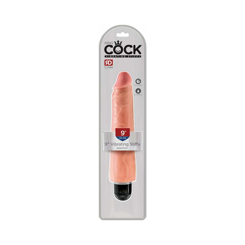 King Cock 9 in. Vibrating Stiffy Realistic Dildo Beige - Fantasies Boutique