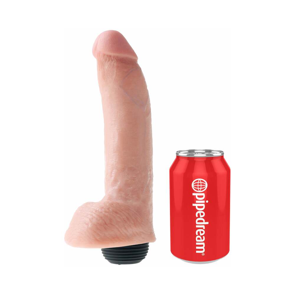 King Cock 9 in. Squirting Cock With Balls Realistic Dildo Beige - Fantasies Boutique