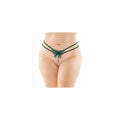 Fantasy Lingerie Zinnia Sequin Butterfly Strappy Pearl G-String Green Queen Size - Fantasies Boutique