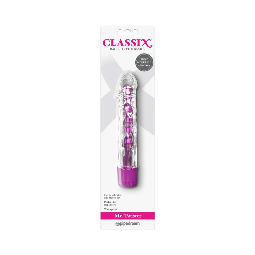Pipedream Classix Mr. Twister 6.5 in. Vibrator and Sleeve Set Pink - Fantasies Boutique