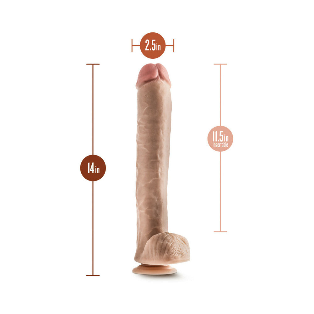 Hung Rider Bruno Realistic 14 in. Dildo with Balls Beige - Fantasies Boutique