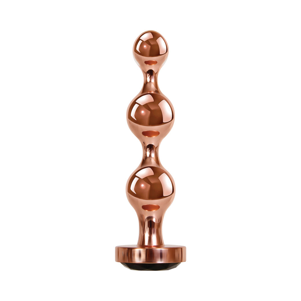Gender X Gold Digger Rose Gold Beaded Anal Plug With Black Gemstone Base Large - Fantasies Boutique