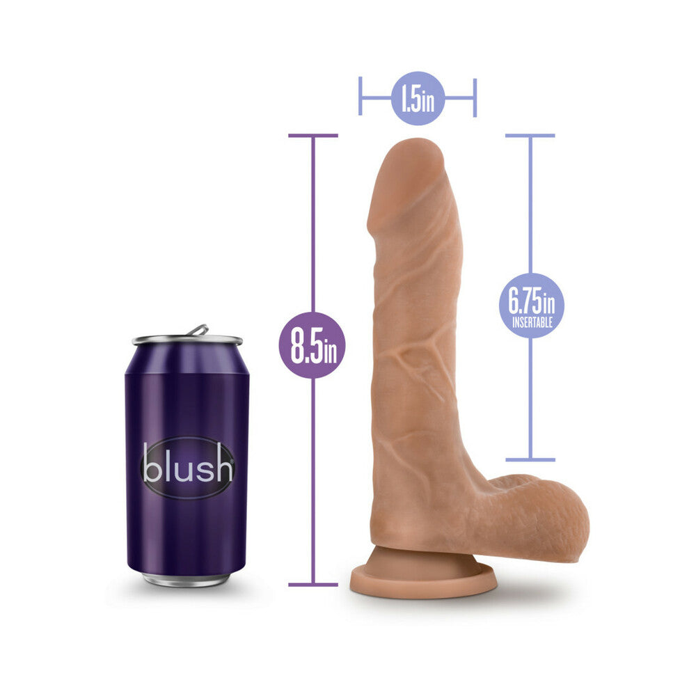Au Naturel Mister Perfect 8.5 in. Posable Dual Density Dildo with Balls Tan - Fantasies Boutique