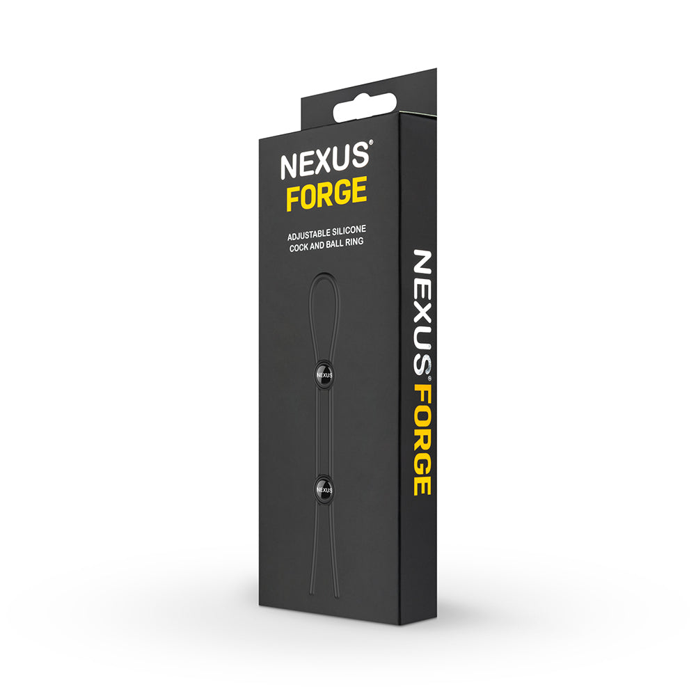 Nexus Forge Adjustable Silicone Cock and Ball Lasso Ring Black - Fantasies Boutique