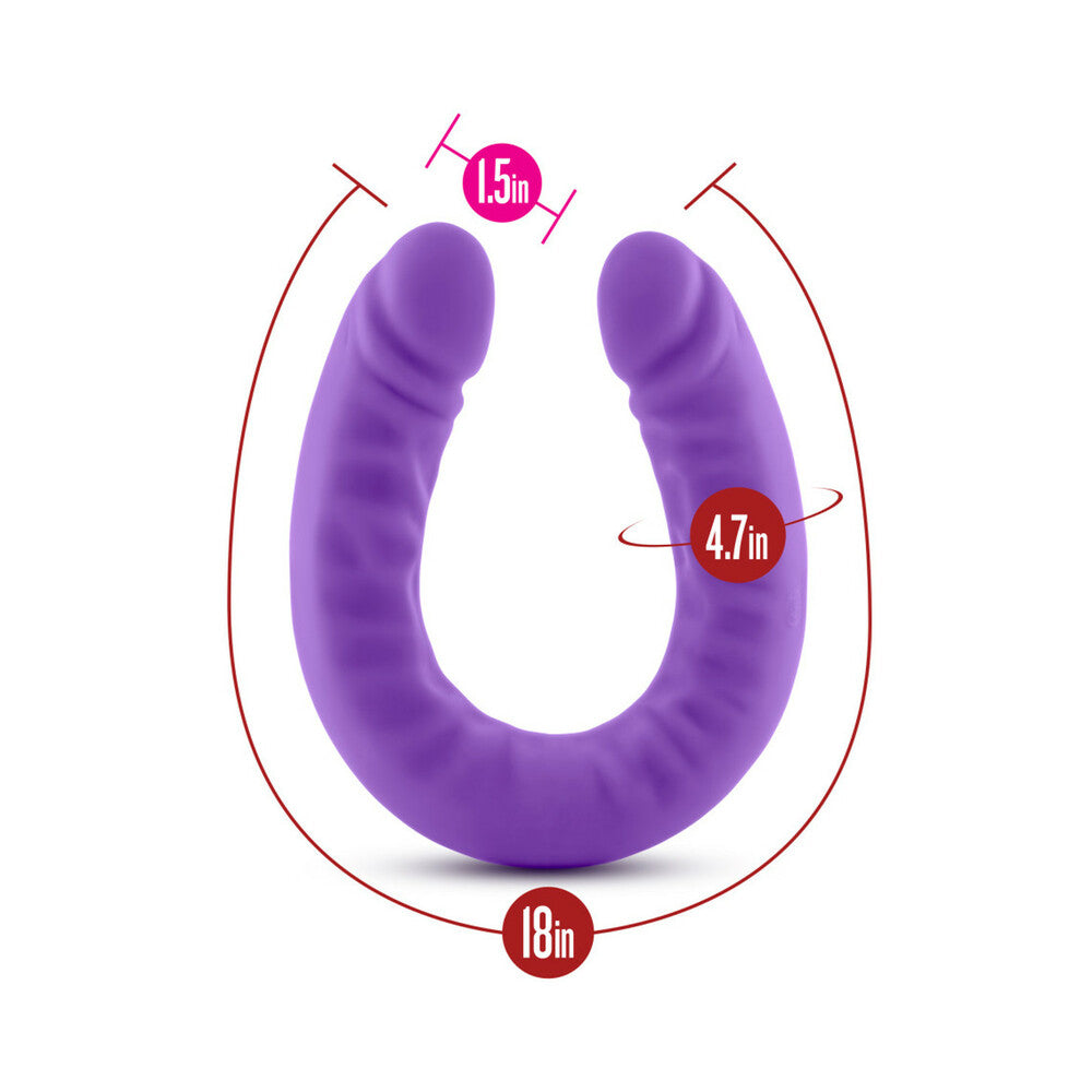 Blush Ruse Realistic 18 in. Silicone Slim Double Dong Dual Ended Dildo Purple - Fantasies Boutique