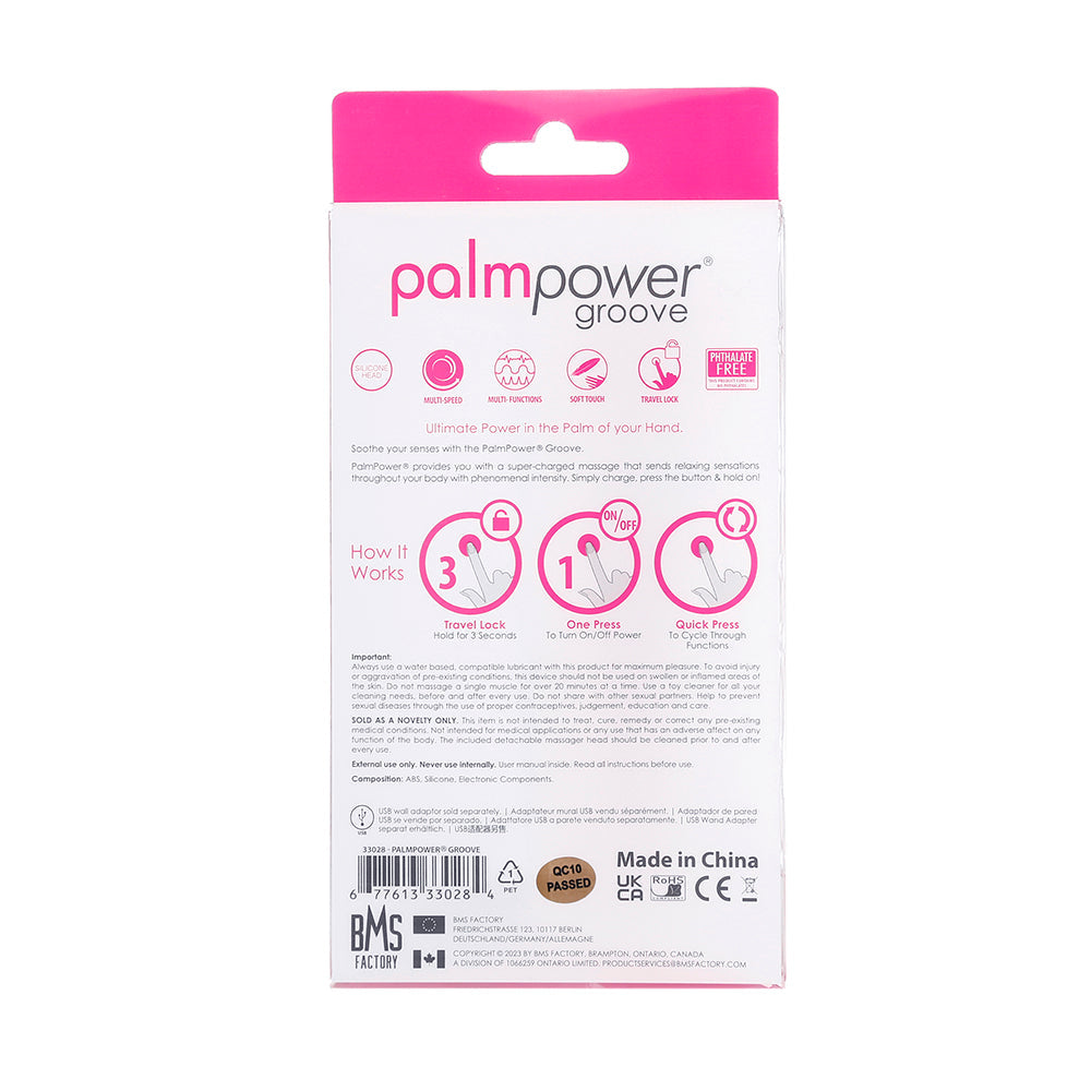 PalmPower Groove Rechargeable Silicone Mini Wand Massager Fuchsia - Fantasies Boutique